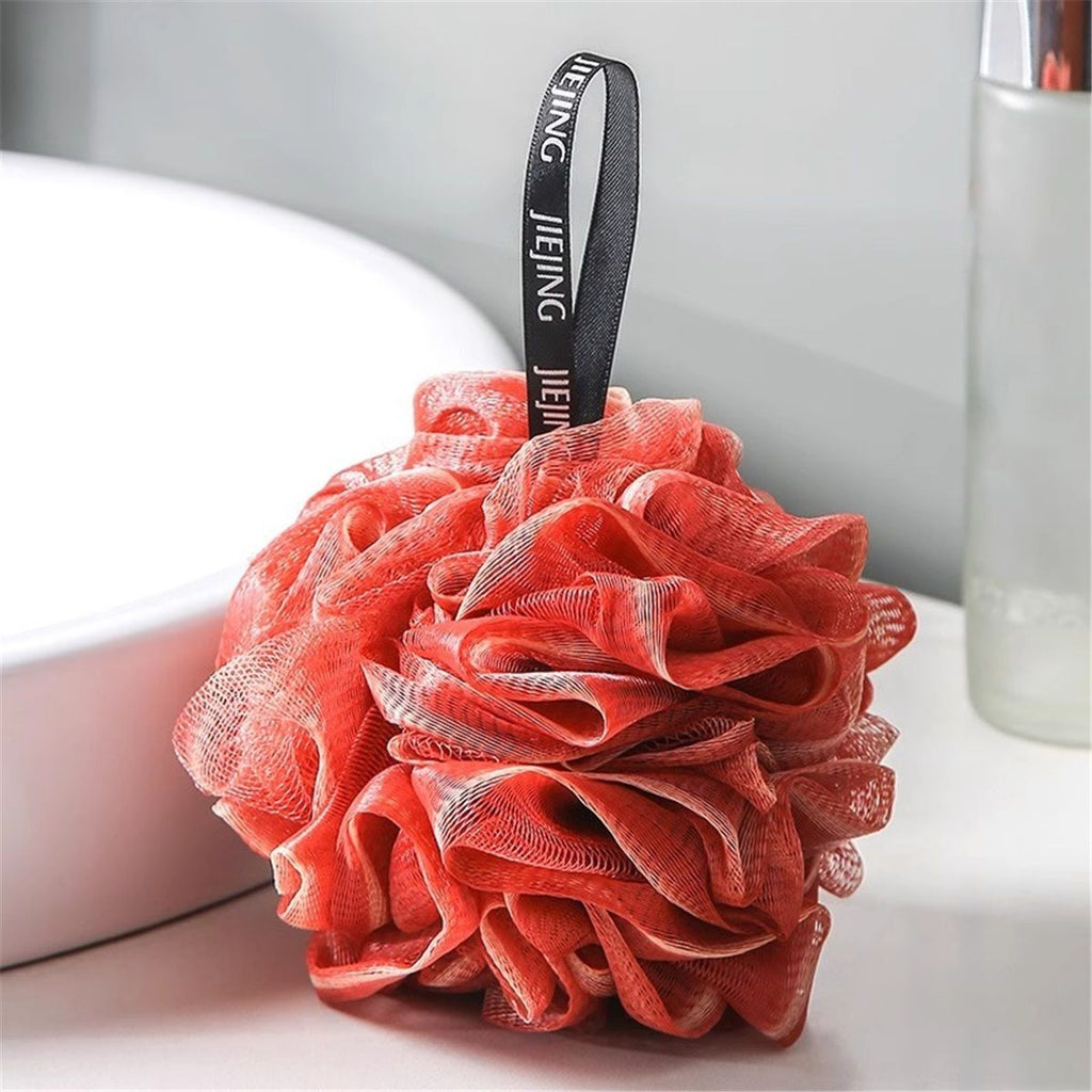 Loofah-Bath-Sponge Lace-Mesh-Set // 2-Scrubs-in-1 by Shower Bouquet(4 Pack Spa Colors) Body Luffa Loofa Loufa Puff - Exfoliate, Cleanse Skin with Luxurious Bathing Accessories