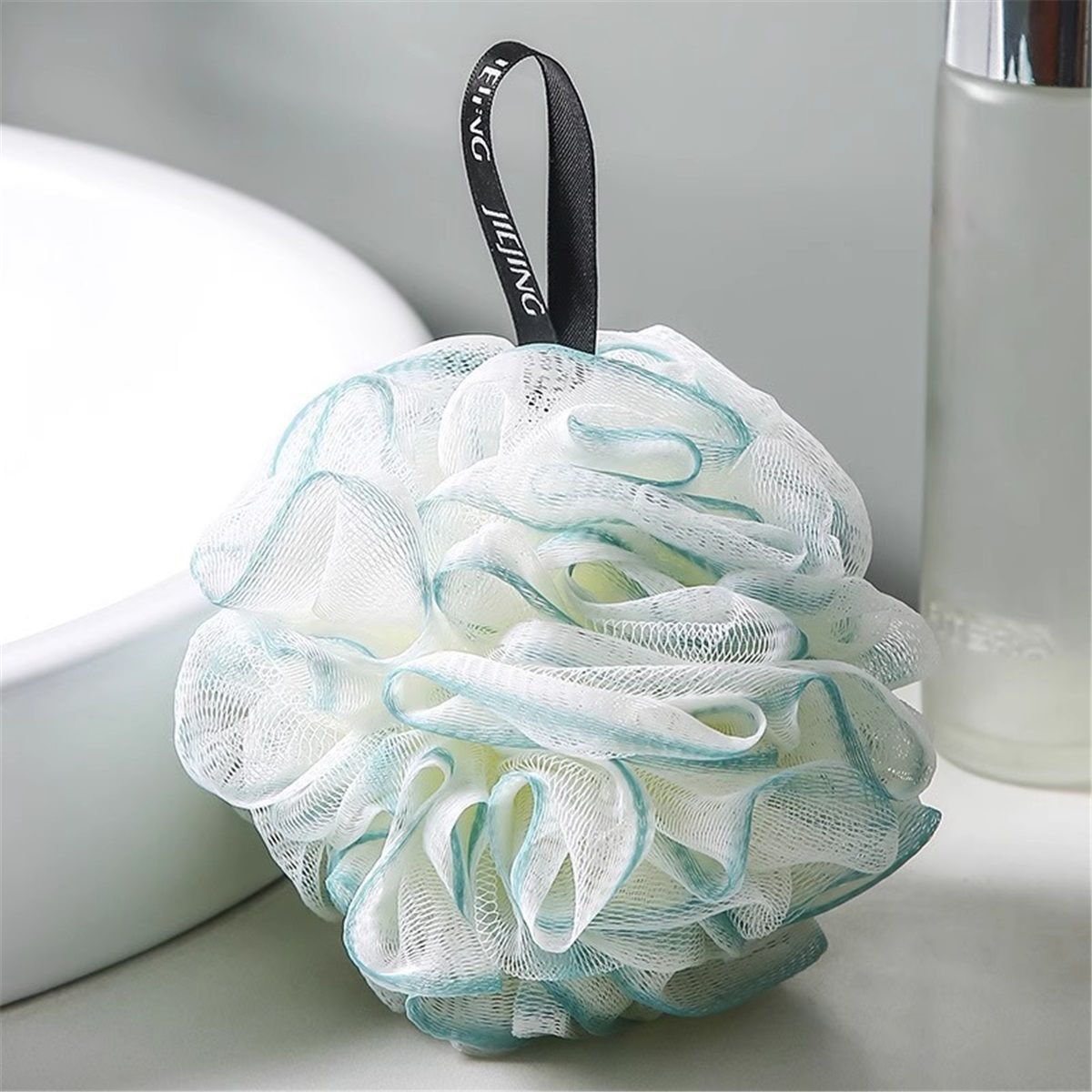 Loofah-Bath-Sponge Lace-Mesh-Set // 2-Scrubs-in-1 by Shower Bouquet(4 Pack Spa Colors) Body Luffa Loofa Loufa Puff - Exfoliate, Cleanse Skin with Luxurious Bathing Accessories