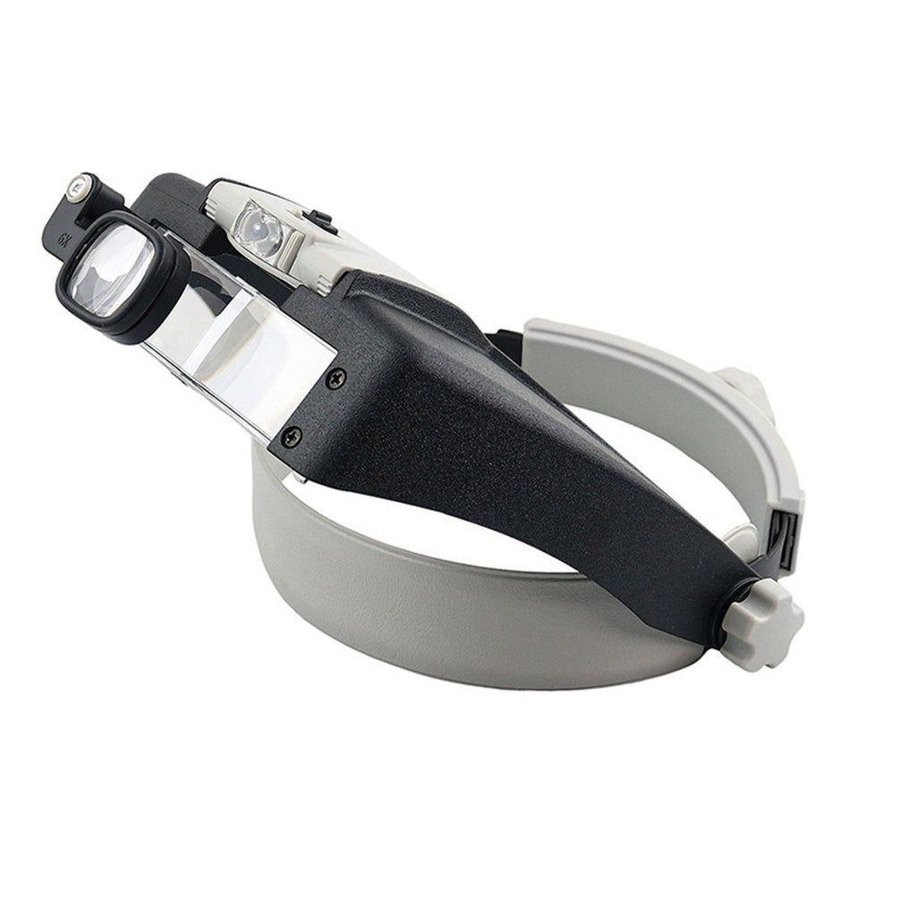 Illuminated Dual Lens Flip-In Head Magnifier, Head Magnifier, Tools for Repair & Precision Work, Adjustable Headlamp,  Loupe Magnifying, Black
