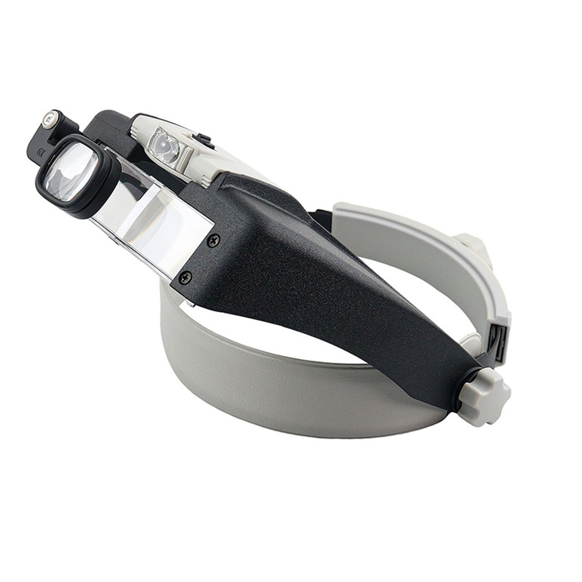 Illuminated Dual Lens Flip-In Head Magnifier, Head Magnifier, Tools for Repair & Precision Work, Adjustable Headlamp,  Loupe Magnifying, Black