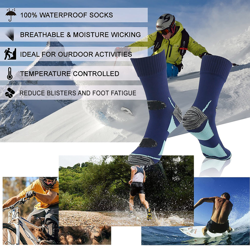 Waterproof Socks, Unisex Hiking Wading Trail Running Kayaking Crew Socks  M Waterproof Hiking Socks with Breathable Cushion Running, Hiking, Water Sports