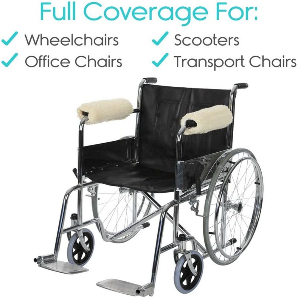 Wheelchair gloves (1 pair), detachable lambhair hand pads, suitable for standard wheelchairs, traffic chairs, and mobile scooters ( white)