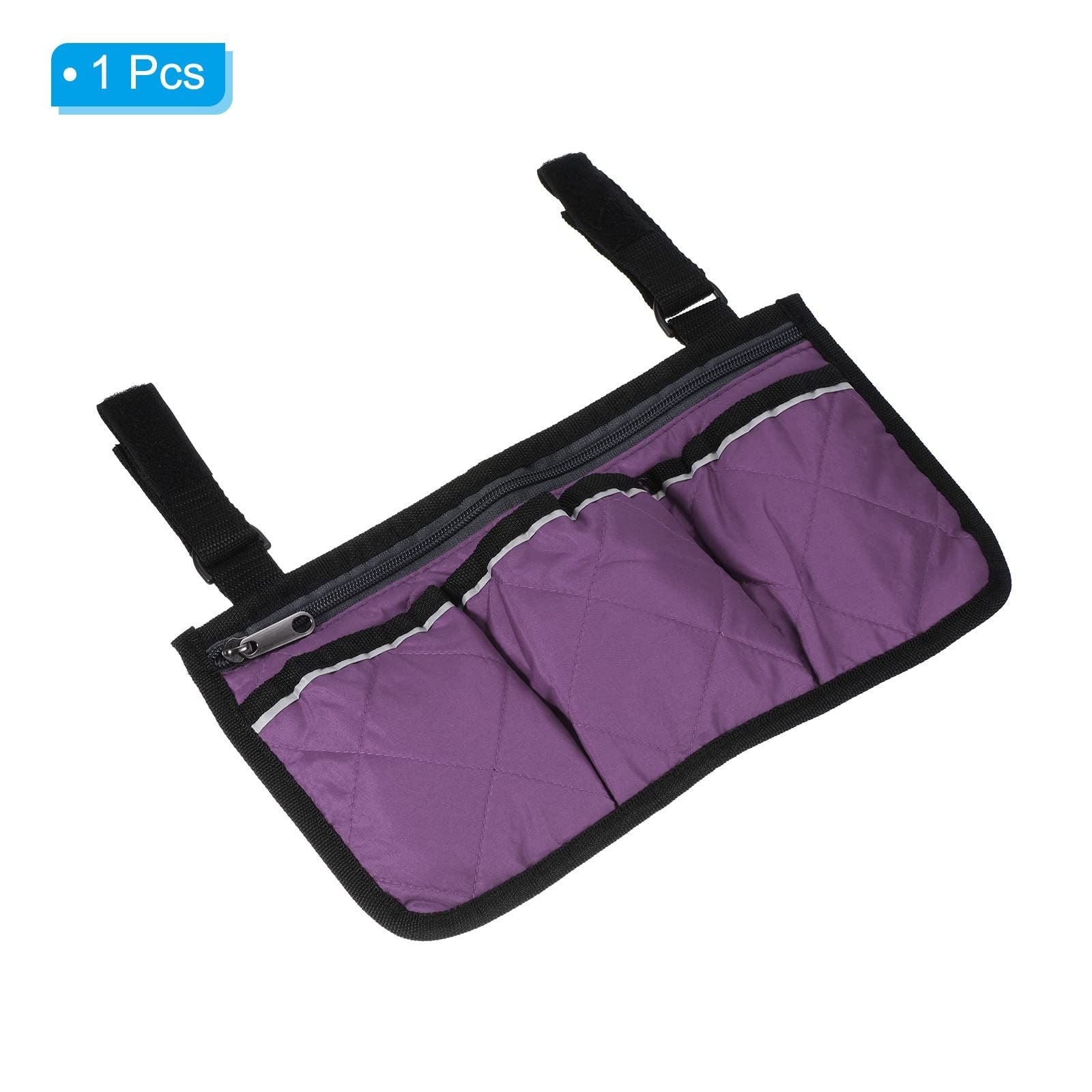Walker or Scooter Bag with Key Rings | Wheelchair Armrest Accessories for Walker, Electric Scooter & Wheelchairs (Purple)