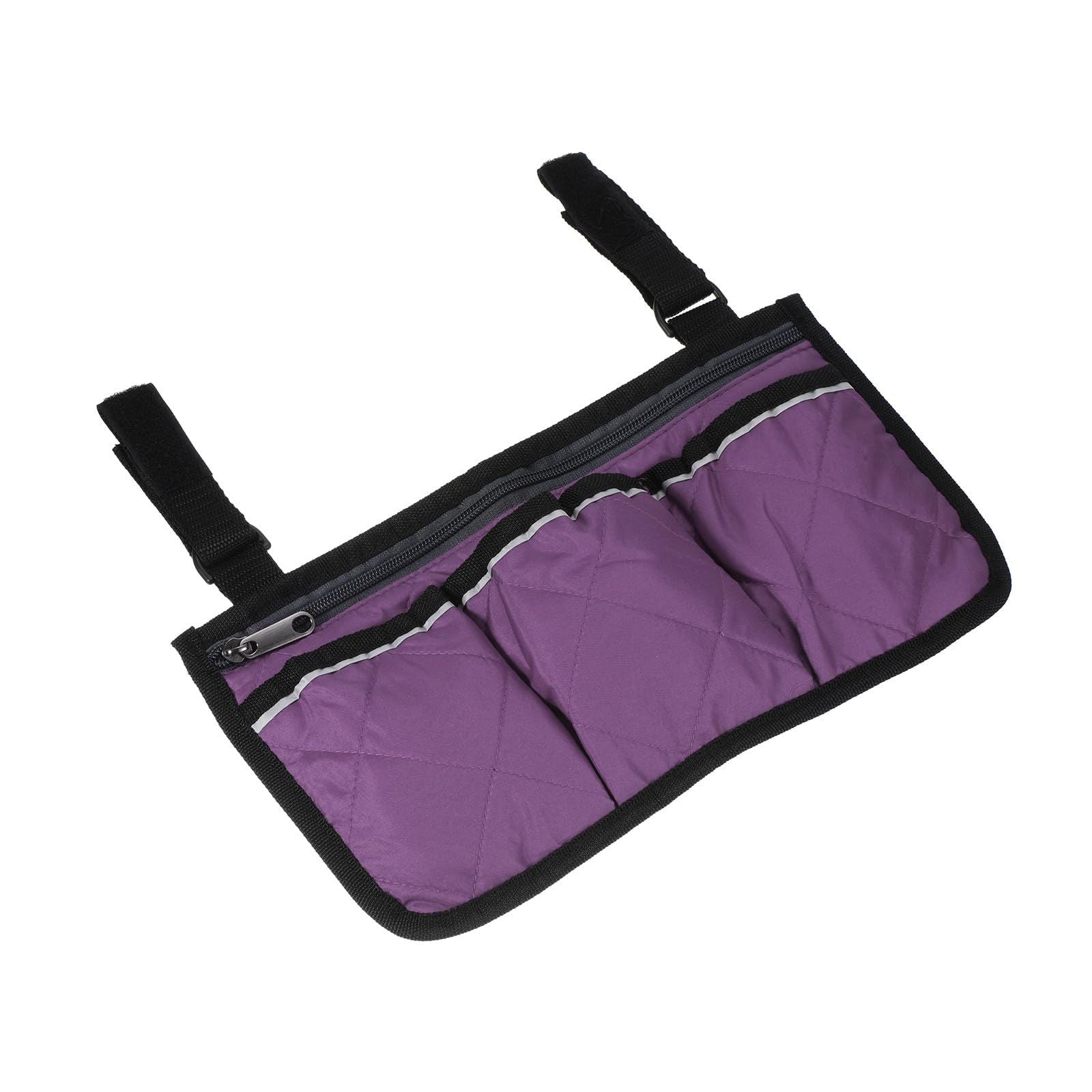 Walker or Scooter Bag with Key Rings | Wheelchair Armrest Accessories for Walker, Electric Scooter & Wheelchairs (Purple)