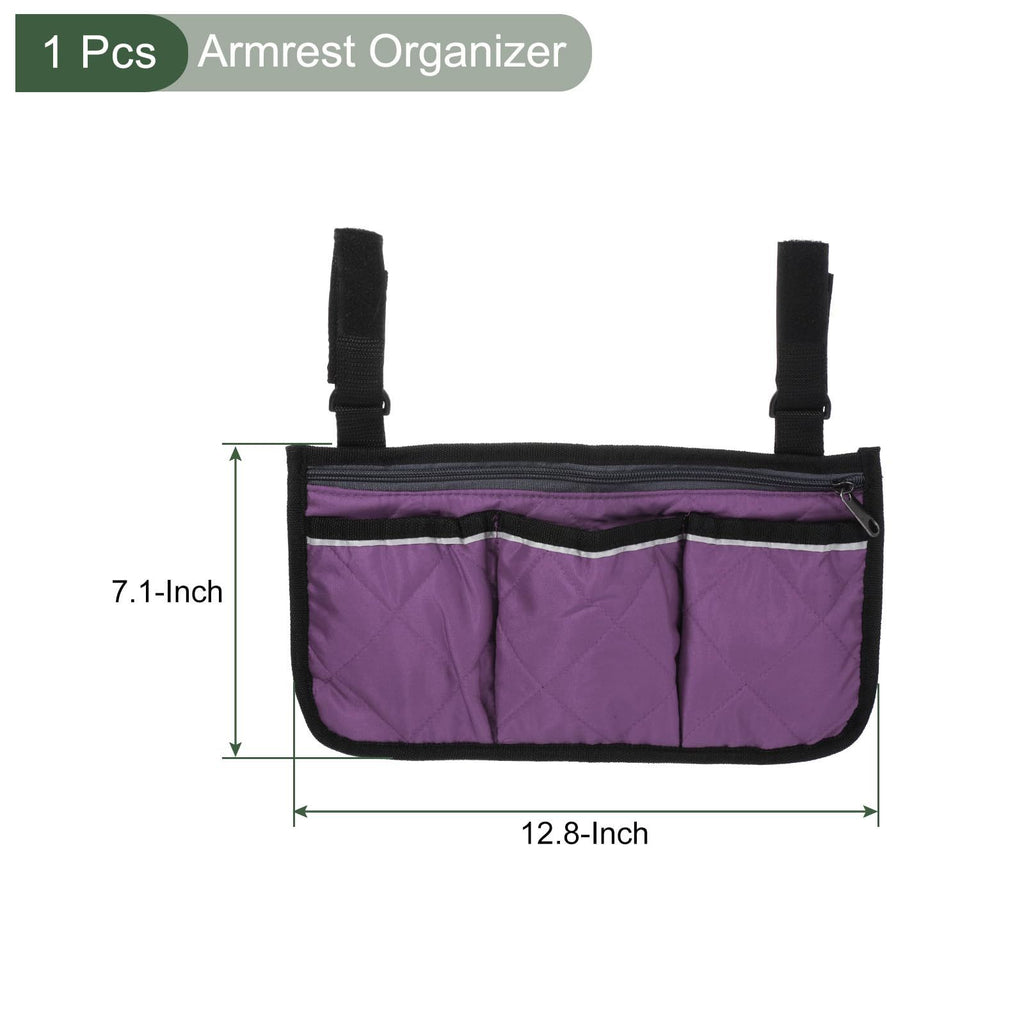 Walker or Scooter Bag with Key Rings | Wheelchair Armrest Accessories for Walker, Electric Scooter & Wheelchairs (Purple)