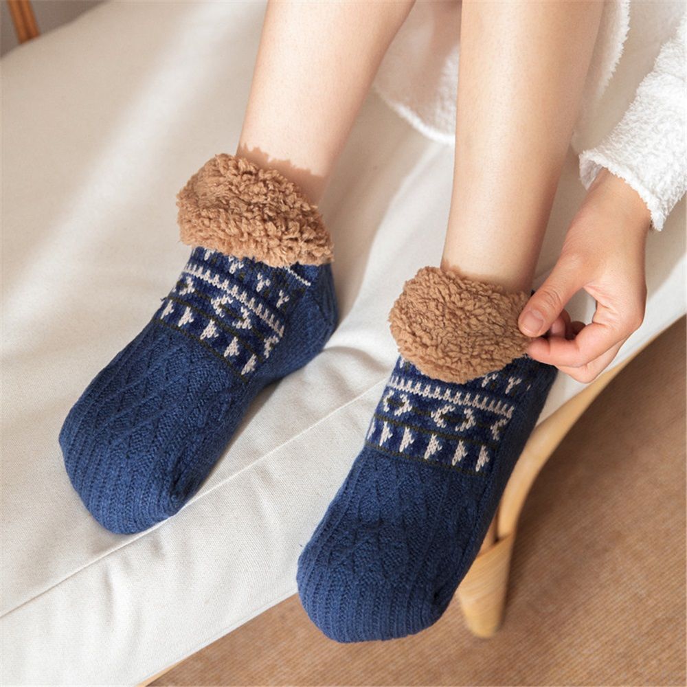 Fluffy Slipper Socks with Grips for Men & Women - Warm Winter Fuzzy Thermal Cozy Soft Socks for  1 Pair （blue）