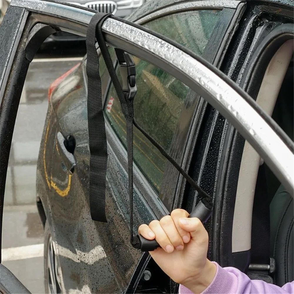 2pcs Car Safety Grab Bar for Adults, Seniors, and Elderly, Ergonomic Vehicle Support Handle with Adjustable Strap and Non-Slip Rubber Grip, Automotive Standing and Mobility Aid（black）