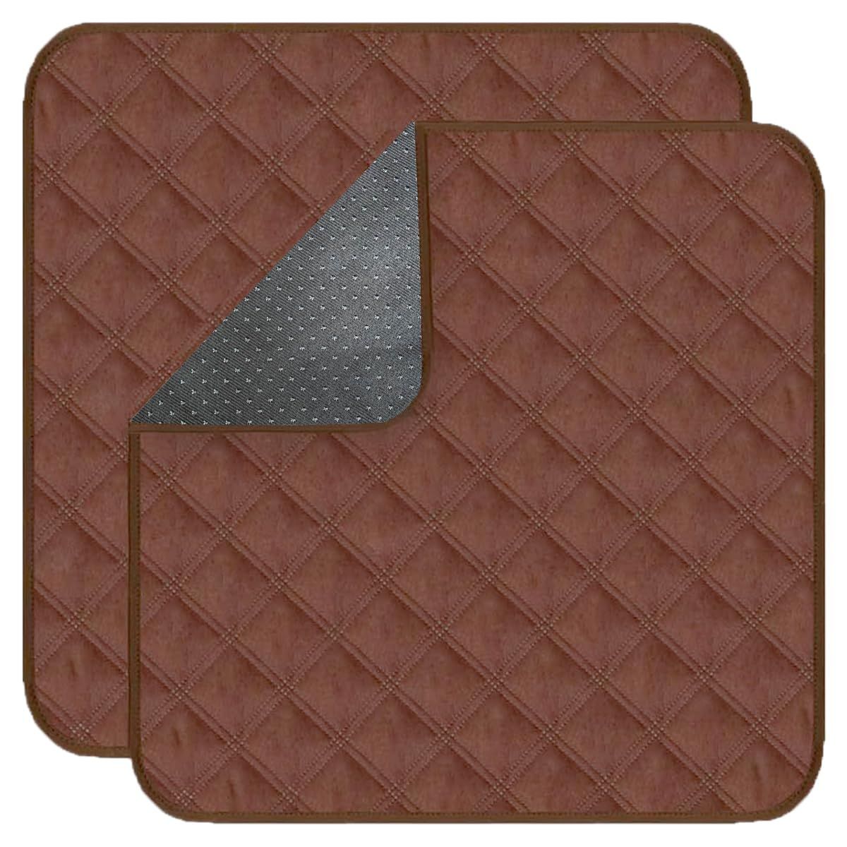 Waterproof Chair Pads for Incontinence (53*56cm) - Washable, Waterproof Seat Protector - Chair Protector Seat Cover - Absorbent Pad for Bed, Seat, Car, Wheelchair & Recliner （Coffee, 2 Pcs)