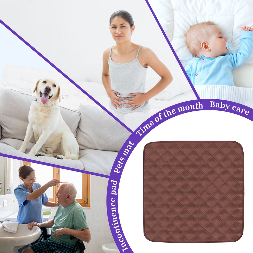 Waterproof Chair Pads for Incontinence (53*56cm) - Washable, Waterproof Seat Protector - Chair Protector Seat Cover - Absorbent Pad for Bed, Seat, Car, Wheelchair & Recliner （Coffee, 2 Pcs)