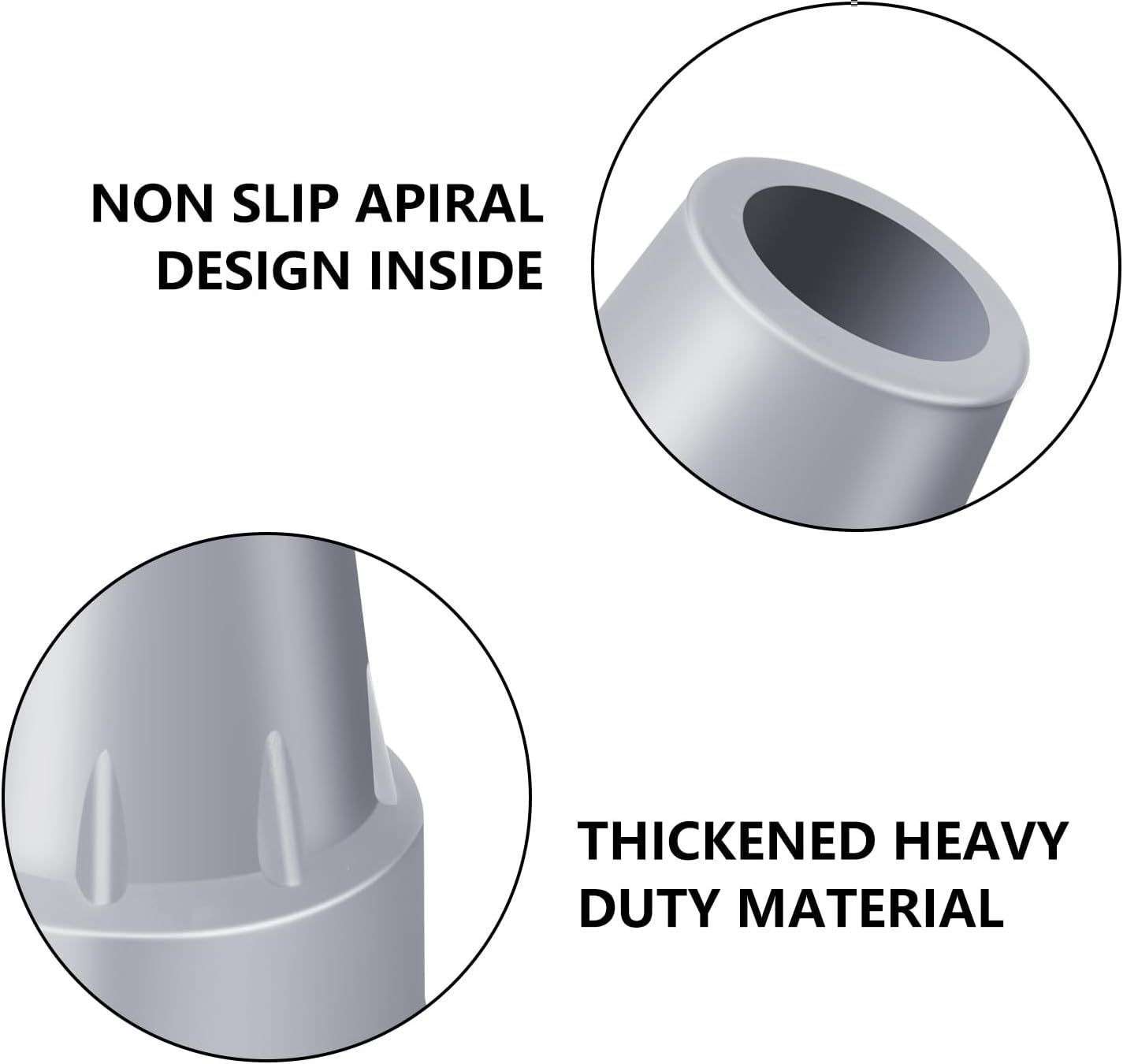 Large Inner Diameter 19mm Grey Crutch Rubber Ferrules
