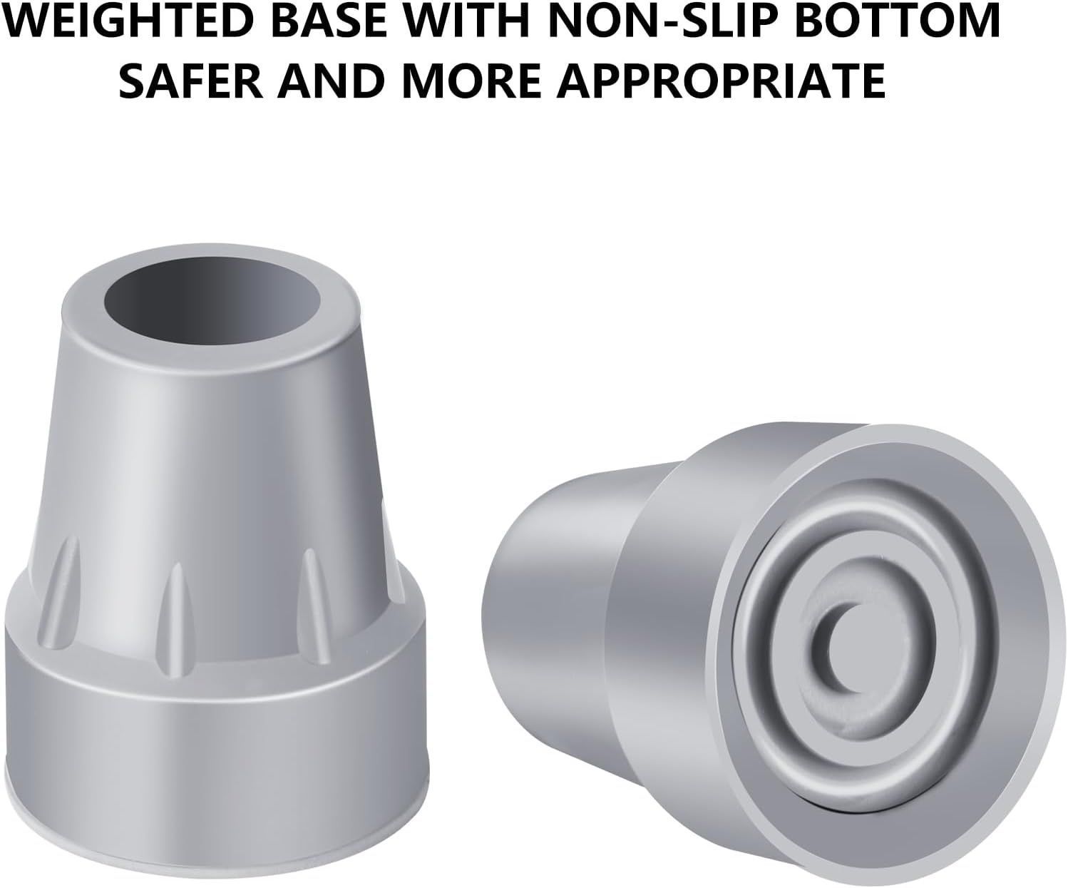 Large Inner Diameter 19mm Grey Crutch Rubber Ferrules