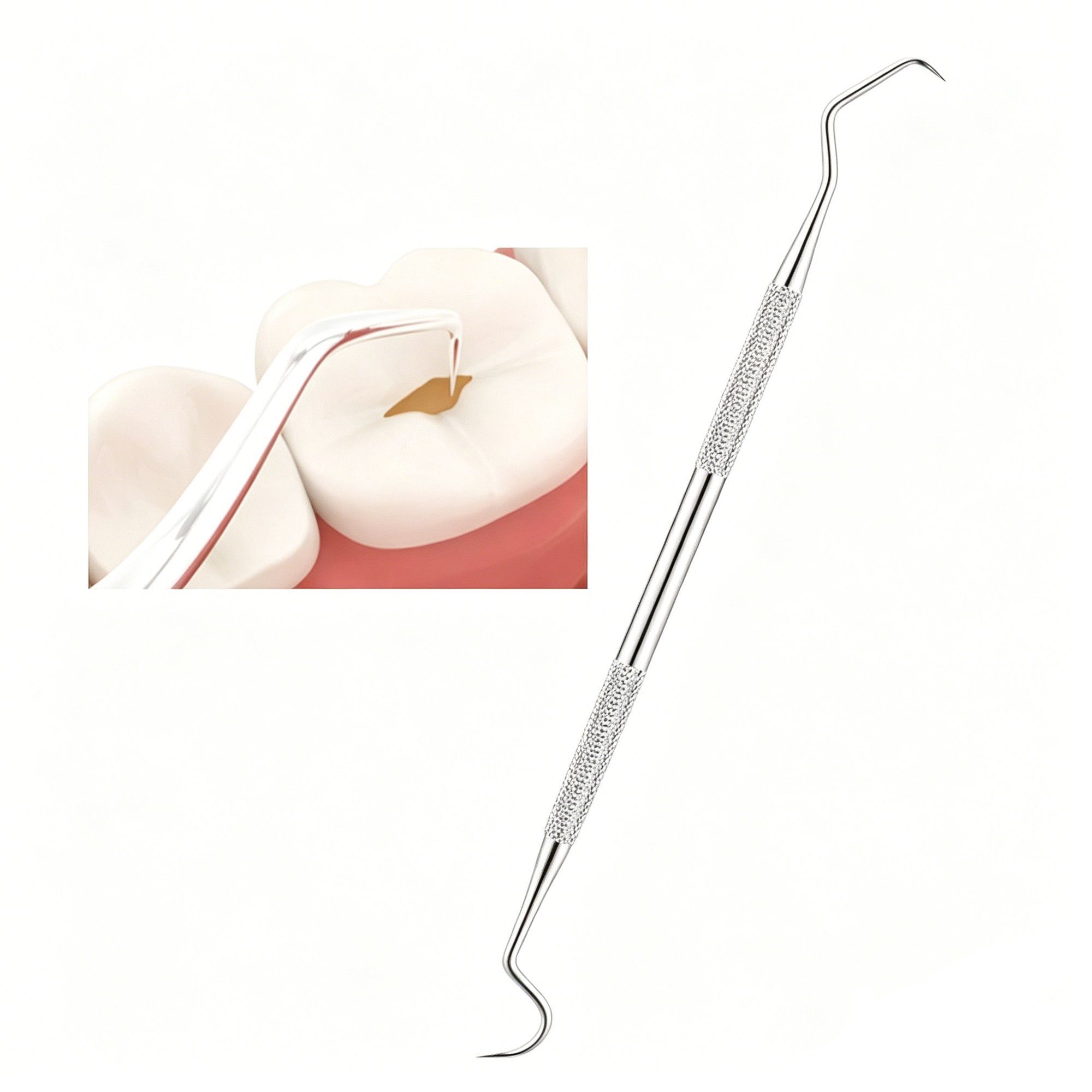 5pcs Stainless Steel Dental Tools Kit Mouth Mirror Tweezer Scaler Probe