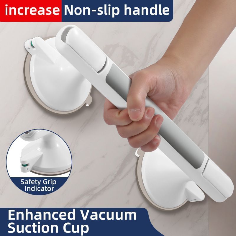 No Drill Vacuum Suction Grab Bar, Non-Slip Safety Handle for Bathroom