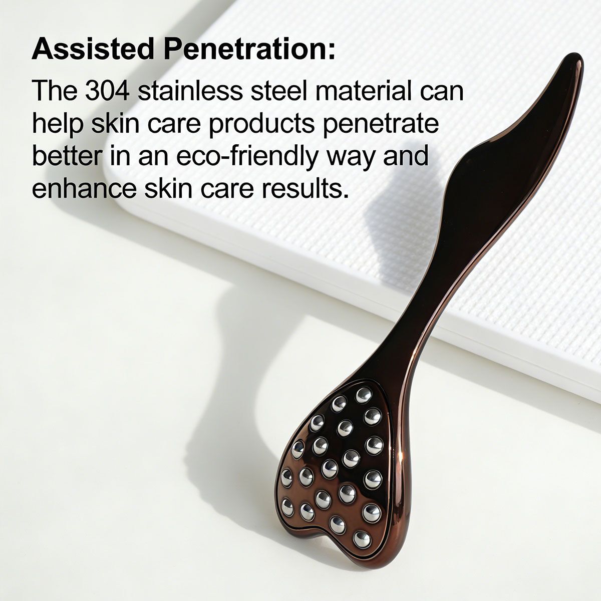 304 Stainless Steel Heart Shaped Roller Ball Massager: Face Lifting and Eye Soothing, Body Scraping and Relaxation, Lightweight and Portable, One Tool for Skincare and Body Care（black)