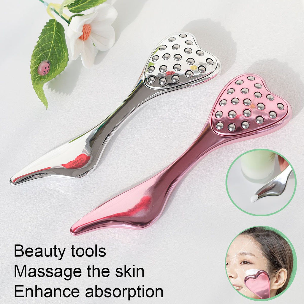 304 Stainless Steel Heart Shaped Roller Ball Massager: Face Lifting and Eye Soothing, Body Scraping and Relaxation, Lightweight and Portable, One Tool for Skincare and Body Care（black)