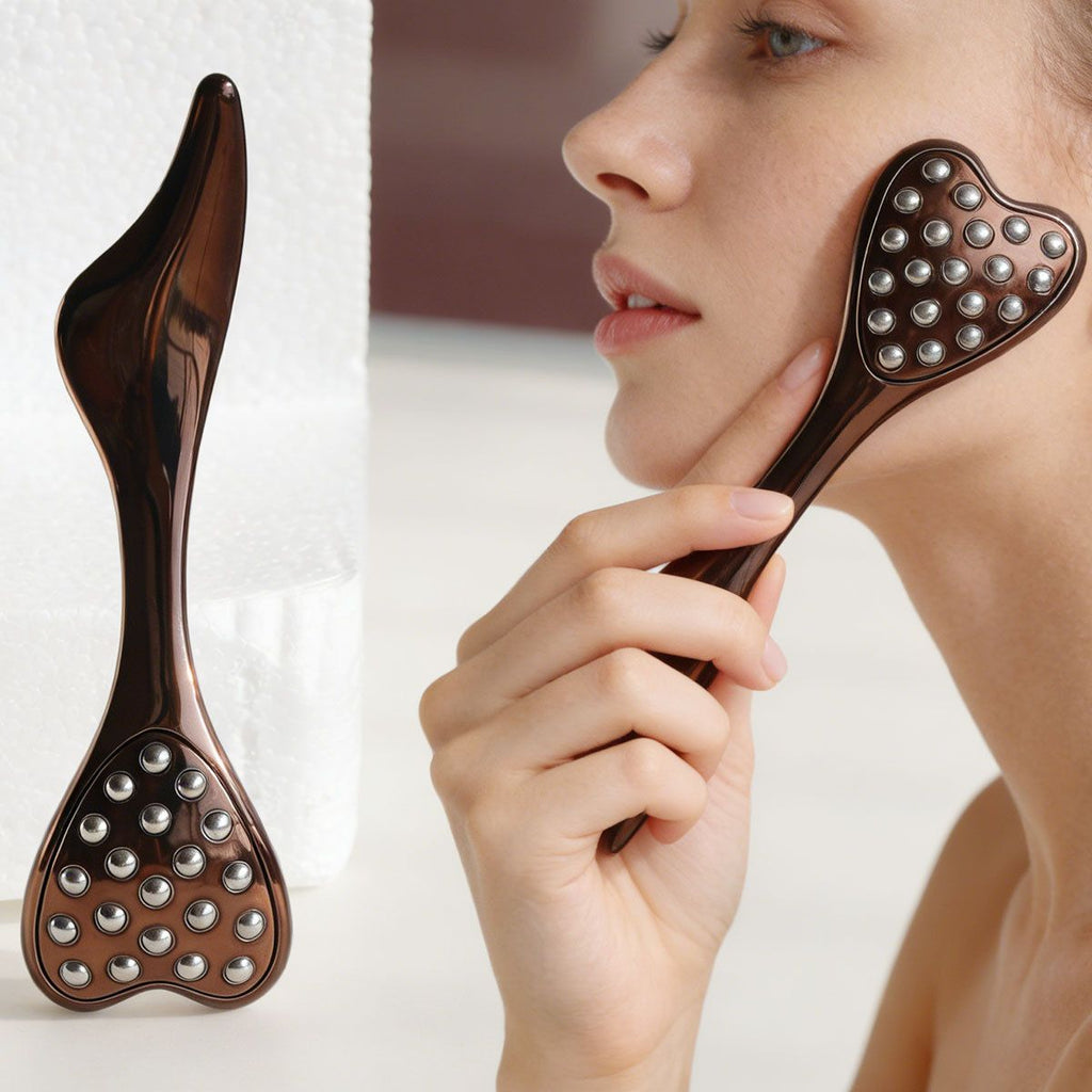 304 Stainless Steel Heart Shaped Roller Ball Massager: Face Lifting and Eye Soothing, Body Scraping and Relaxation, Lightweight and Portable, One Tool for Skincare and Body Care（black)