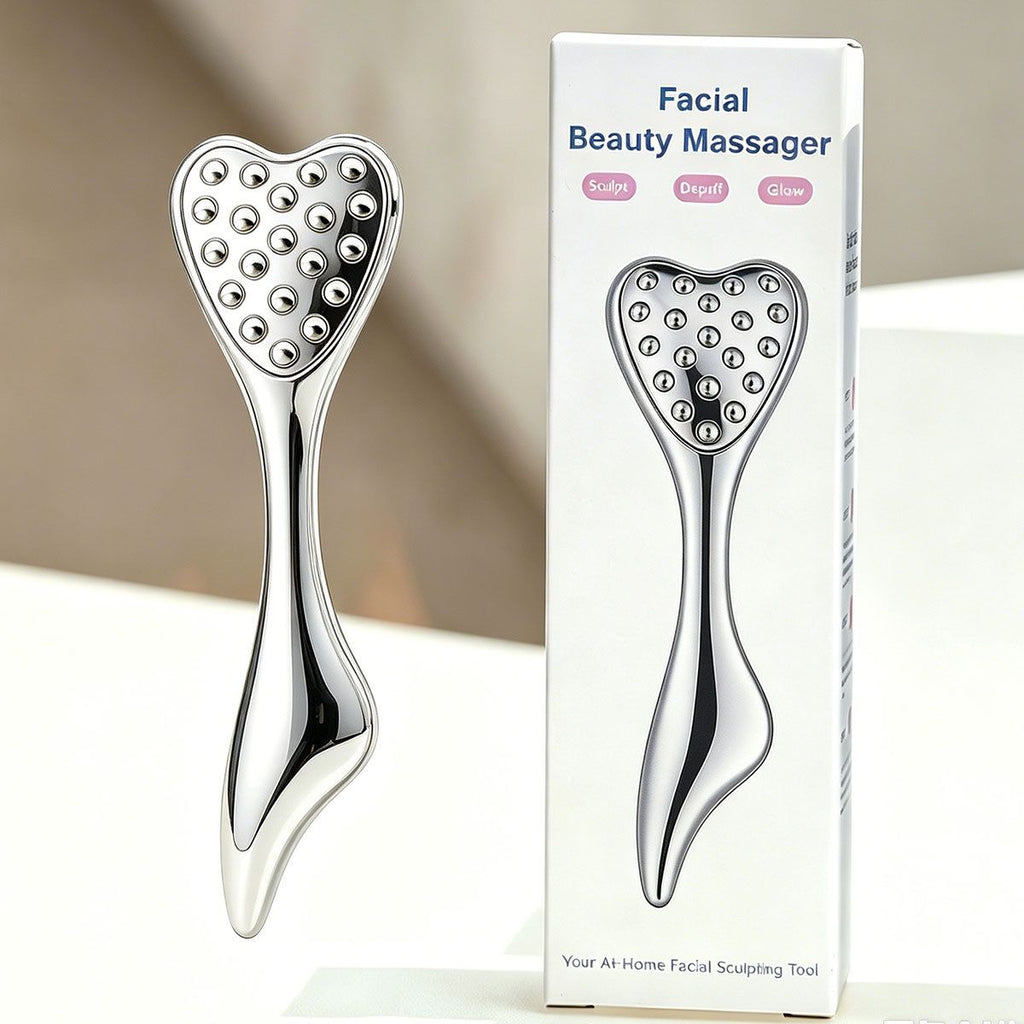 304 Stainless Steel Heart Shaped Roller Ball Massager: Face Lifting and Eye Soothing, Body Scraping and Relaxation, Lightweight and Portable, One Tool for Skincare and Body Care（black)