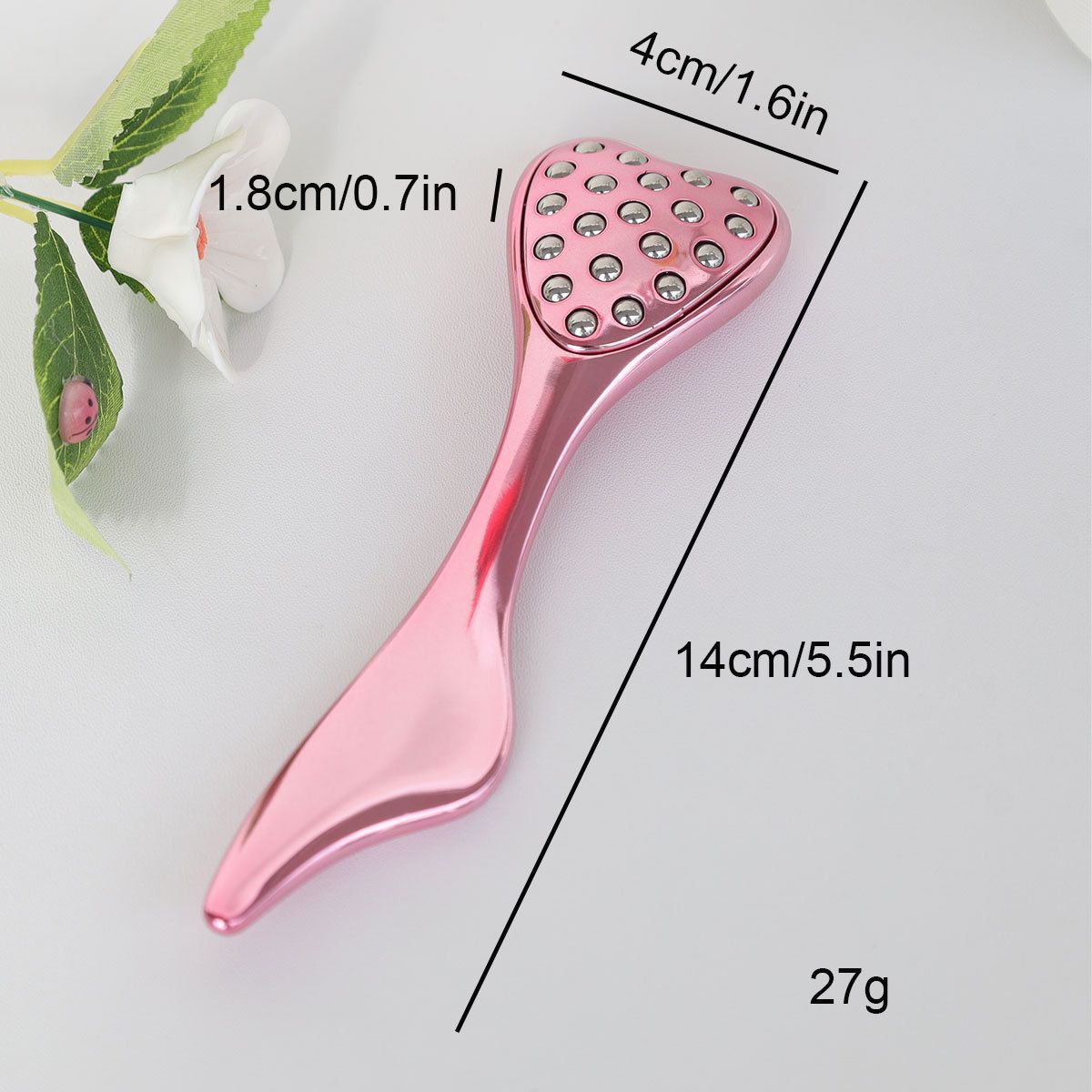 304 Stainless Steel Heart Shaped Roller Ball Massager: Face Lifting and Eye Soothing, Body Scraping and Relaxation, Lightweight and Portable, One Tool for Skincare and Body Care(PINK)