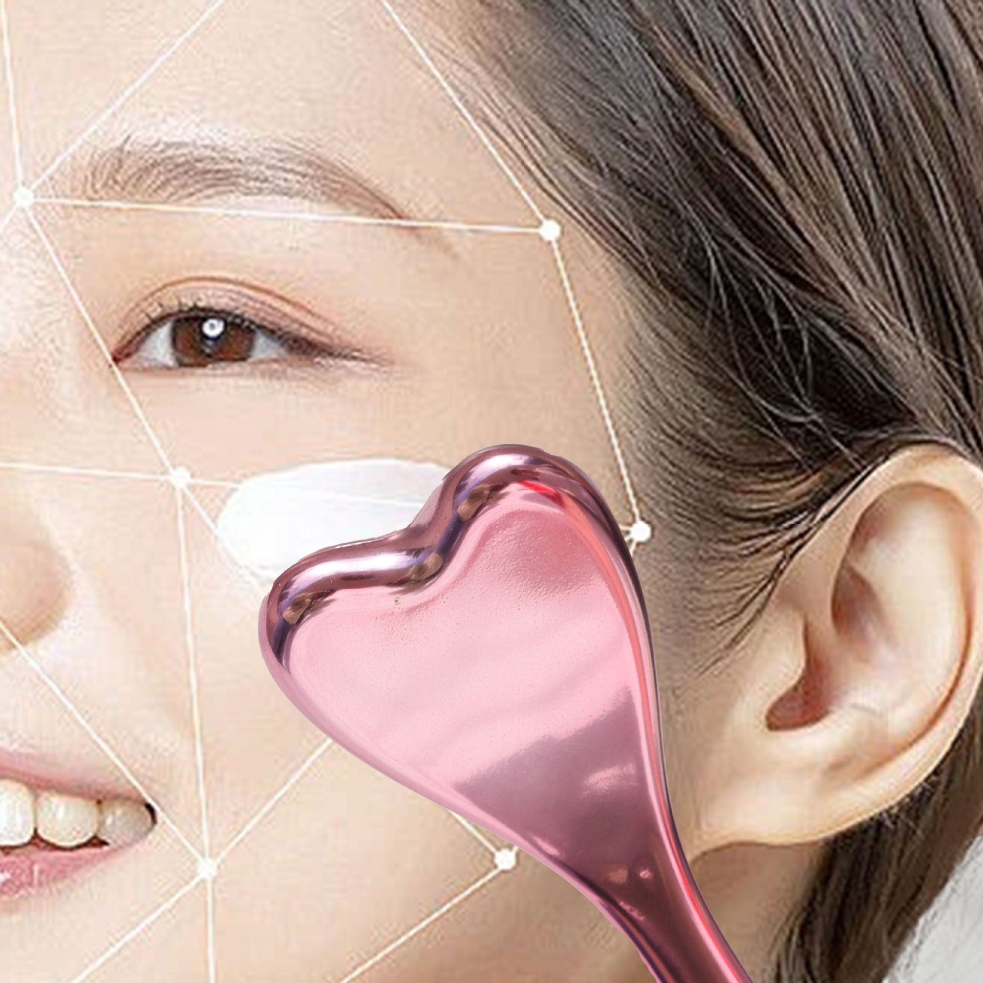 304 Stainless Steel Heart Shaped Roller Ball Massager: Face Lifting and Eye Soothing, Body Scraping and Relaxation, Lightweight and Portable, One Tool for Skincare and Body Care(silver)