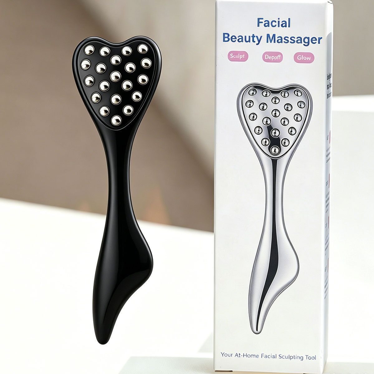 304 Stainless Steel Heart Shaped Roller Ball Massager: Face Lifting and Eye Soothing, Body Scraping and Relaxation, Lightweight and Portable, One Tool for Skincare and Body Care(silver)