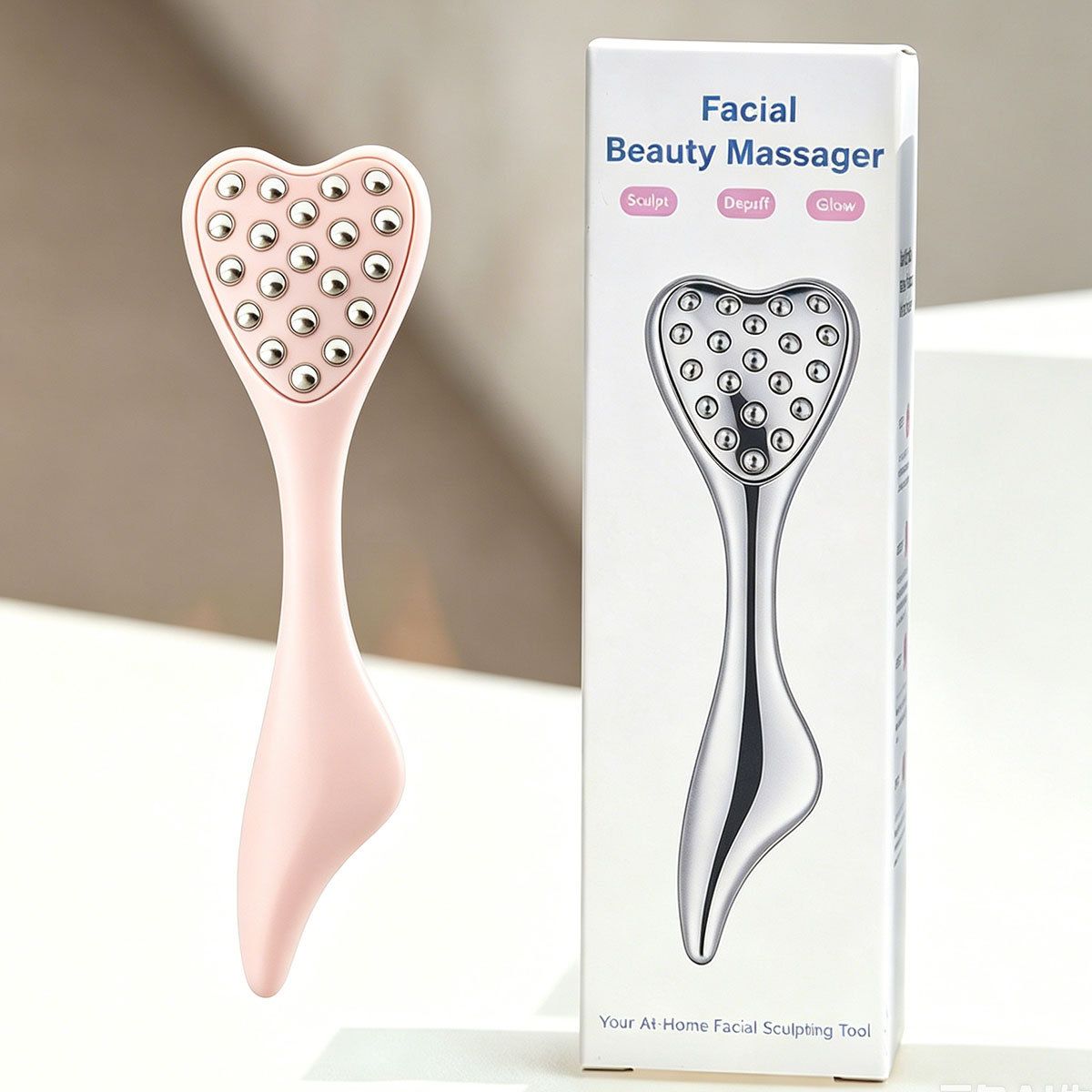 304 Stainless Steel Heart Shaped Roller Ball Massager: Face Lifting and Eye Soothing, Body Scraping and Relaxation, Lightweight and Portable, One Tool for Skincare and Body Care(silver)