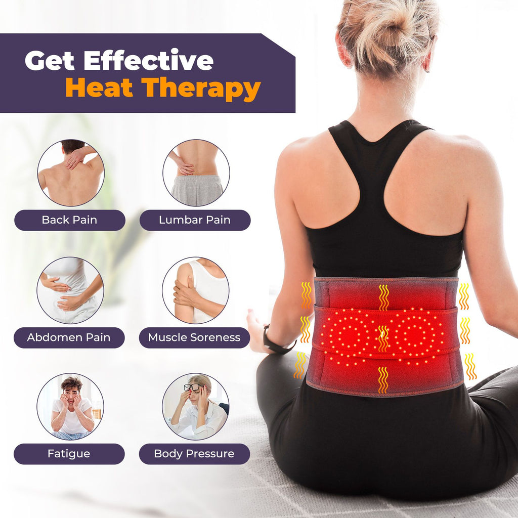 Heated Waist Belt with Vibration Massage – Infrared Heat Therapy, 3 Temp Levels, Rechargeable & Adjustable Strap (GREY)
