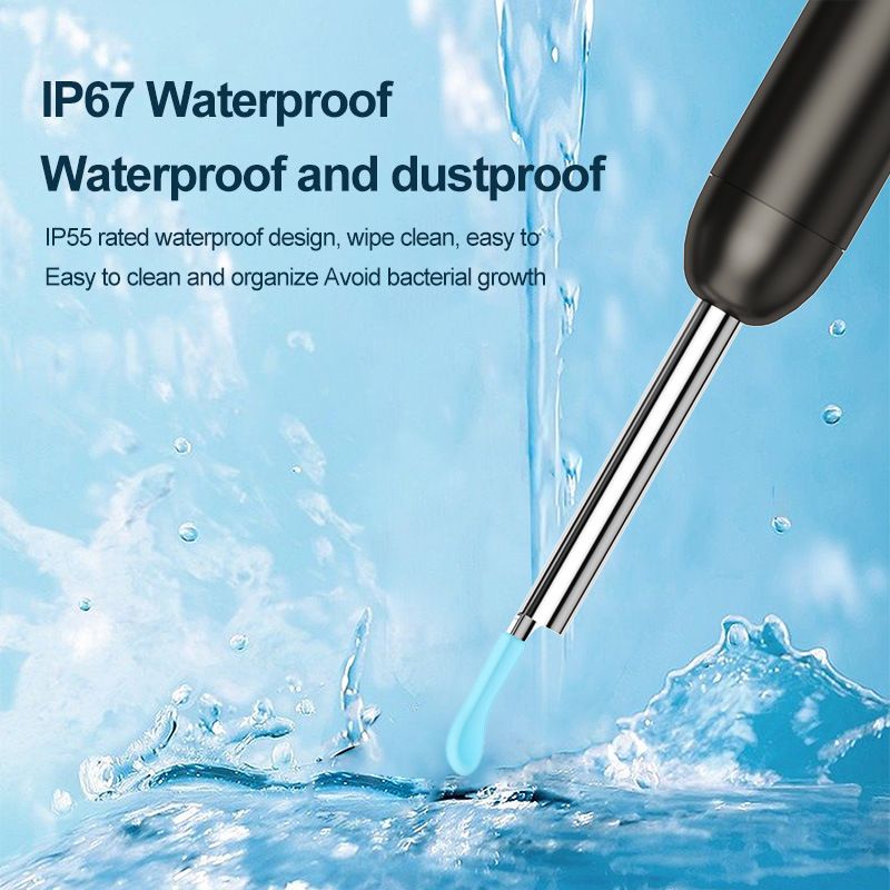 8-Piece Smart Visual Ear Cleaner, 1080P HD AI Warning, IP67 Waterproof Silicone Soft Tip, Safe and Comfortable Comfortable(black)