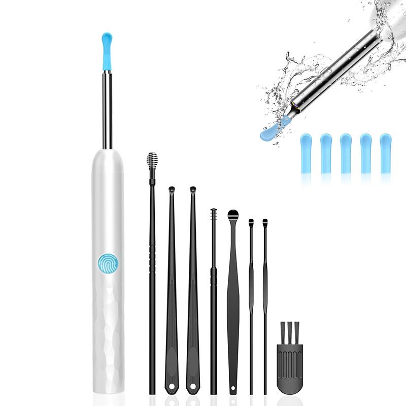 8-Piece Smart Visual Ear Cleaner, 1080P HD AI Warning, IP67 Waterproof Silicone Soft Tip, Safe and Comfortable Comfortable(white))