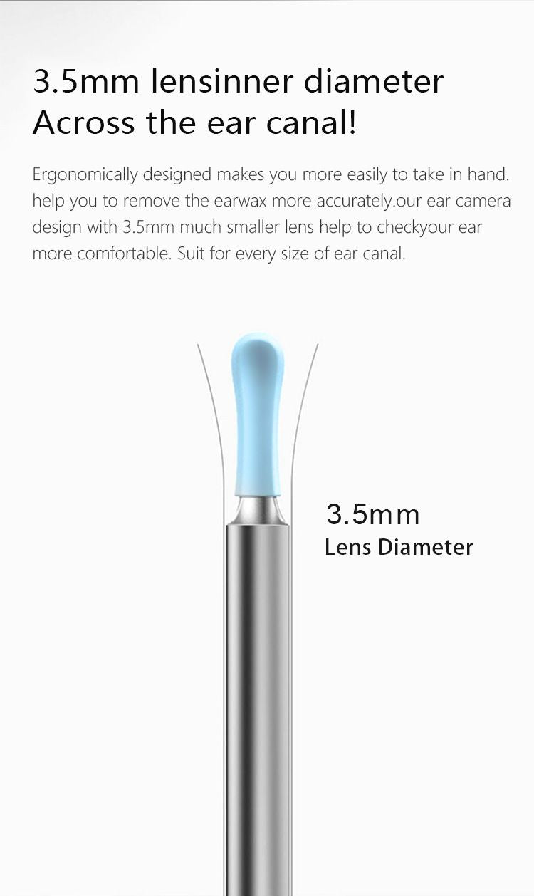 8-Piece Smart Visual Ear Cleaner, 1080P HD AI Warning, IP67 Waterproof Silicone Soft Tip, Safe and Comfortable Comfortable(white))