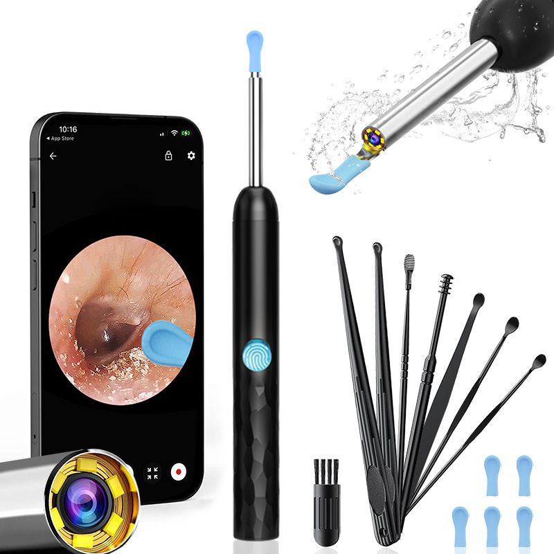 8-Piece Smart Visual Ear Cleaner, 1080P HD AI Warning, IP67 Waterproof Silicone Soft Tip, Safe and Comfortable Comfortable(white))