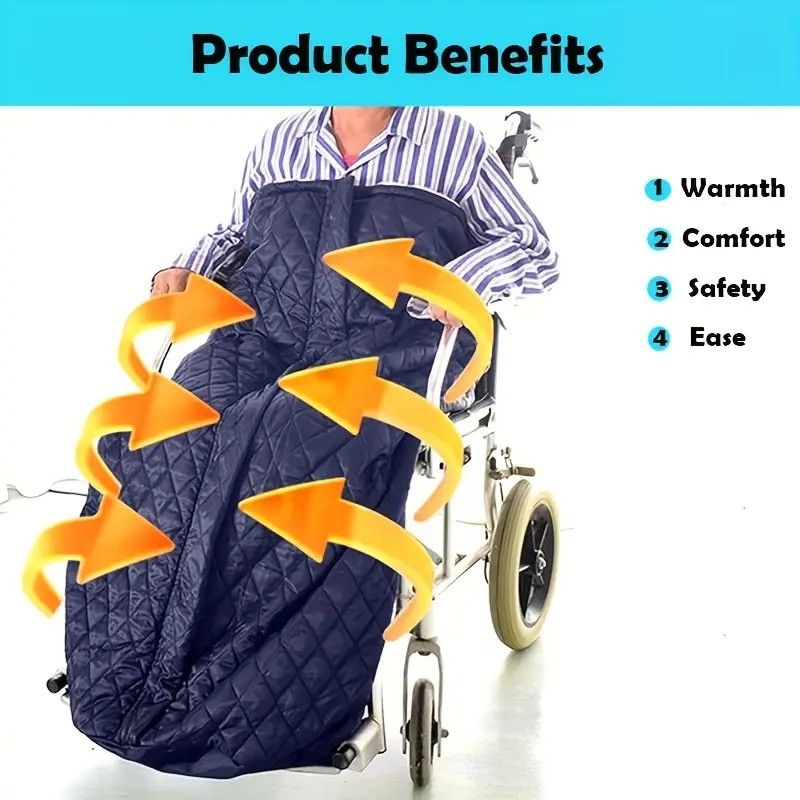 Winter Elderly Wheelchair Heating Blanket | Windproof & Fleece-Lined, Ideal for Both Outings and Home Use(BLACK)
