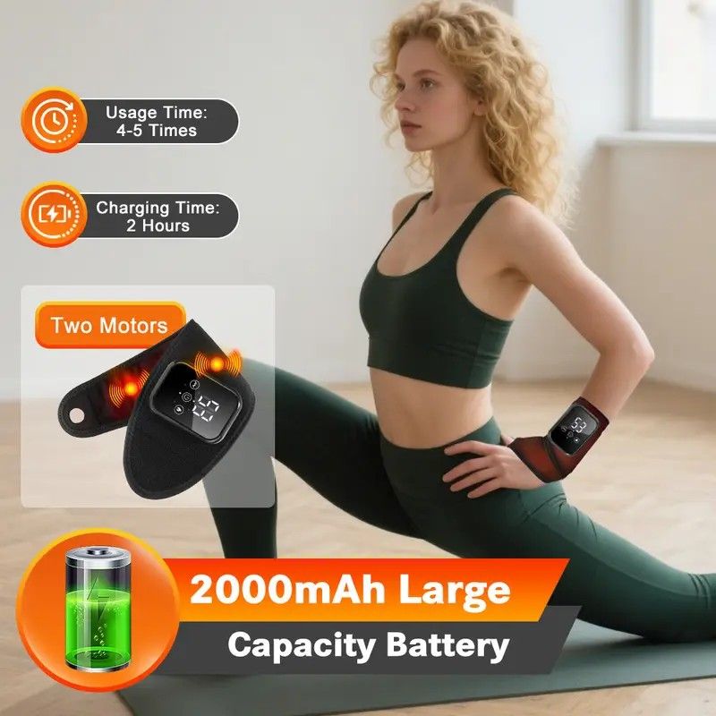 Heated Wrist Massager with Infrared Therapy - 3 Heat & 3 Vibration Levels, Rechargeable, Ergonomic Design