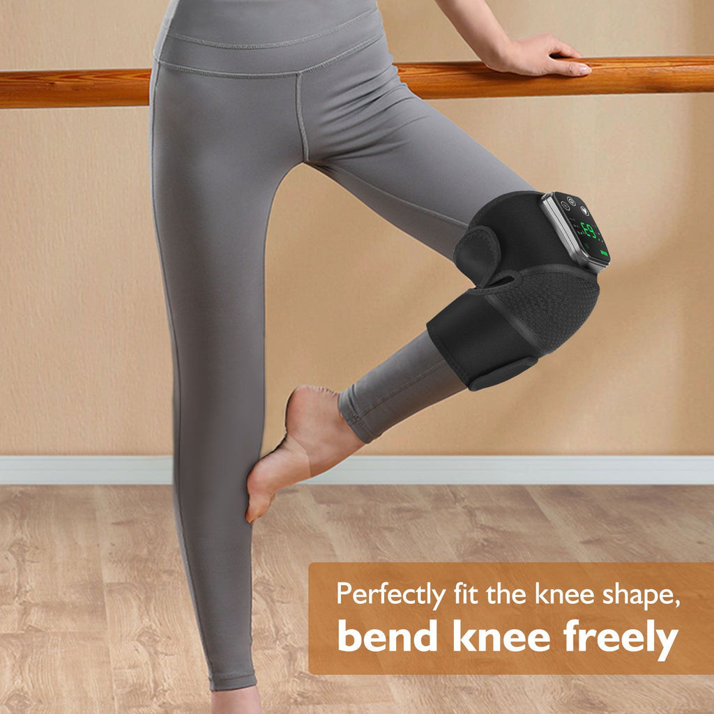 Heated Knee Massager with Heat Therapy – 3 Temp Levels, Vibration Massage, Rechargeable & Adjustable Straps(GREY)