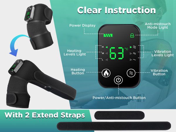 Heated Knee Massager with Heat Therapy – 3 Temp Levels, Vibration Massage, Rechargeable & Adjustable Straps(GREY)