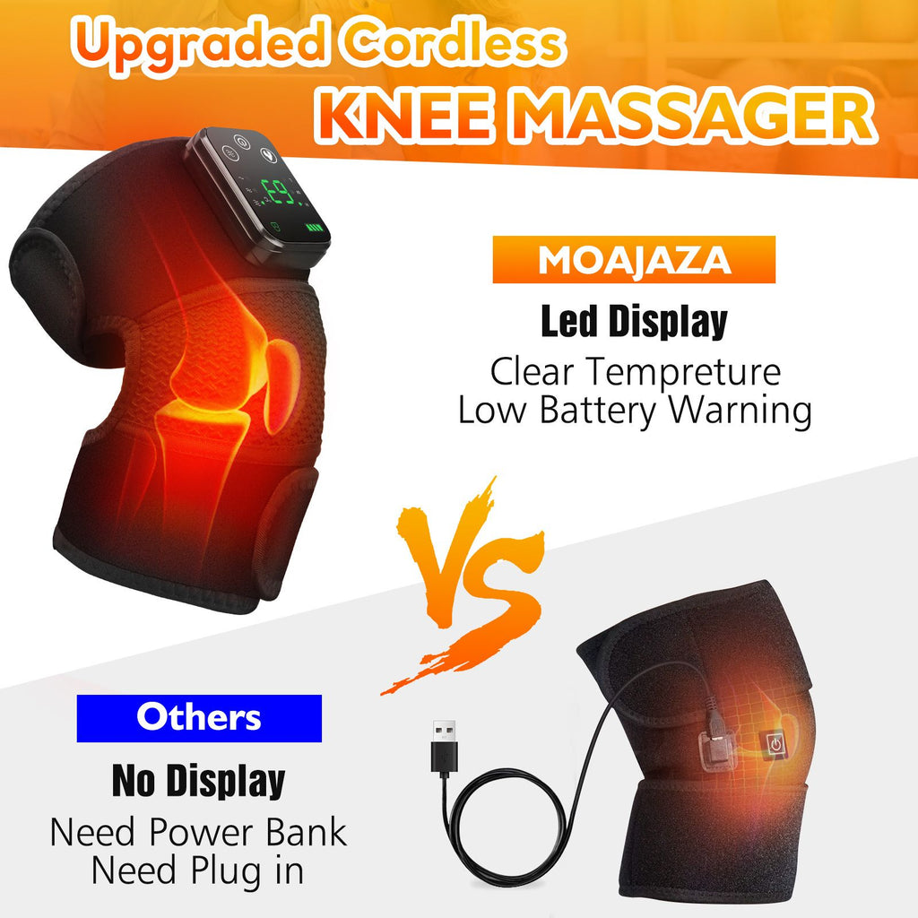 Heated Knee Massager with Heat Therapy – 3 Temp Levels, Vibration Massage, Rechargeable & Adjustable Straps(GREY)