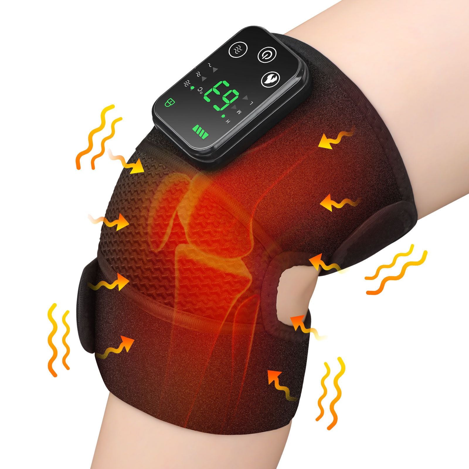 Heated Knee Massager with Heat Therapy – 3 Temp Levels, Vibration Massage, Rechargeable & Adjustable Straps(GREY)