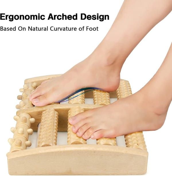 Wooden Foot Roller Massager, Natural Wood Foot Massage Roller Tool for Plantar Fasciitis Relief, Foot Pain Sore Arch Relief, Portable Foot Massager for Men Women Home Office Use