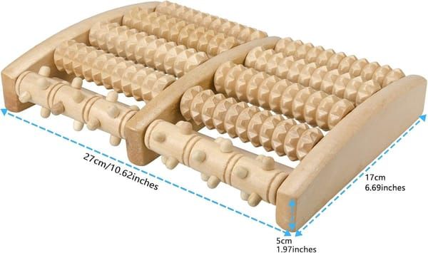 Wooden Foot Roller Massager, Natural Wood Foot Massage Roller Tool for Plantar Fasciitis Relief, Foot Pain Sore Arch Relief, Portable Foot Massager for Men Women Home Office Use