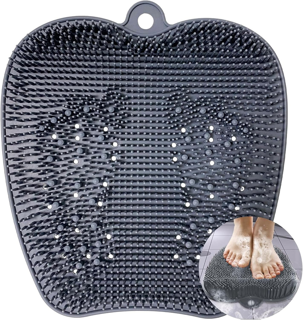 Extra Thicker & Larger Foot Scrubber Mat for Shower, Silicone Back Body Exfoliator Massager Cleaner Washer with Non Slip Suction Cup, Exfoliating Scrub Brush Pad Women Men Elderly