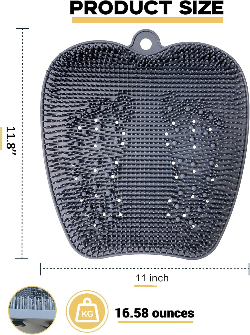 Extra Thicker & Larger Foot Scrubber Mat for Shower, Silicone Back Body Exfoliator Massager Cleaner Washer with Non Slip Suction Cup, Exfoliating Scrub Brush Pad Women Men Elderly