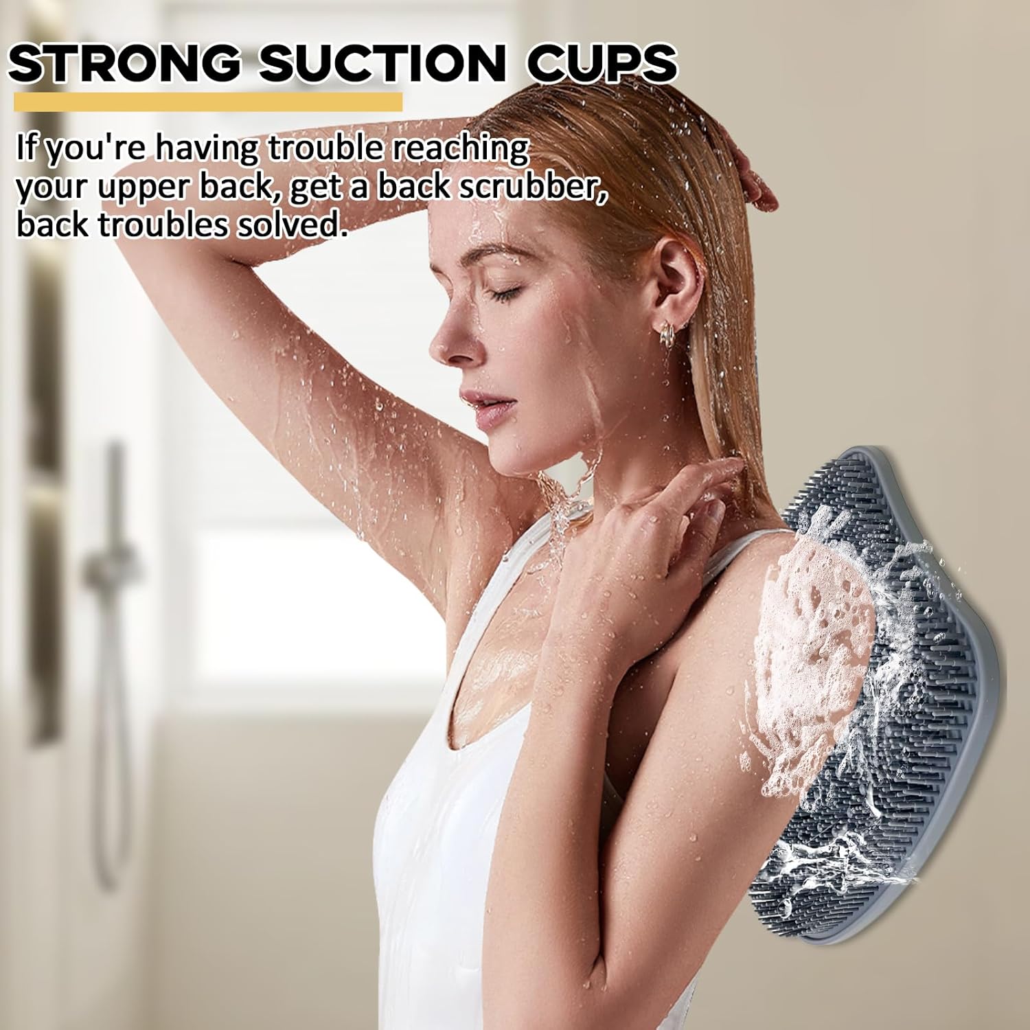 Extra Thicker & Larger Foot Scrubber Mat for Shower, Silicone Back Body Exfoliator Massager Cleaner Washer with Non Slip Suction Cup, Exfoliating Scrub Brush Pad Women Men Elderly