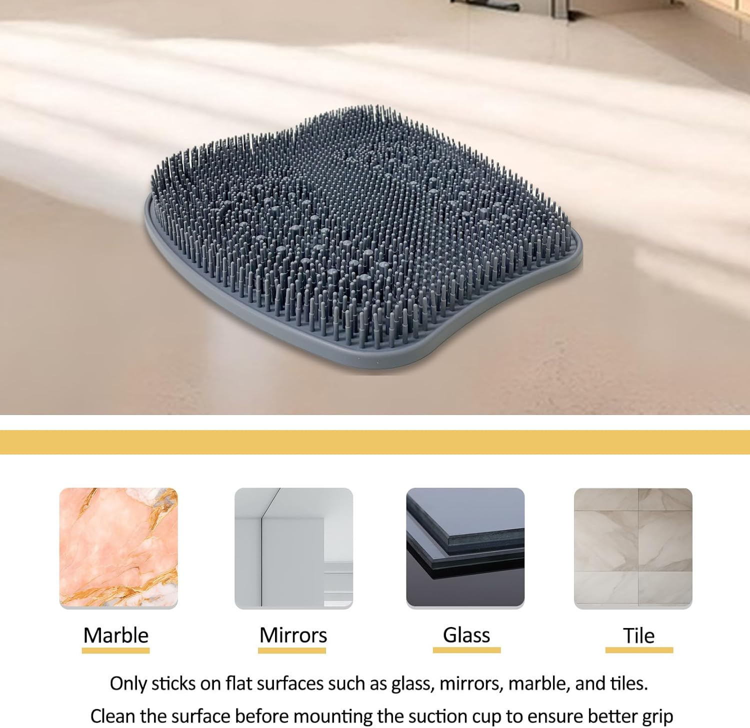 Extra Thicker & Larger Foot Scrubber Mat for Shower, Silicone Back Body Exfoliator Massager Cleaner Washer with Non Slip Suction Cup, Exfoliating Scrub Brush Pad Women Men Elderly