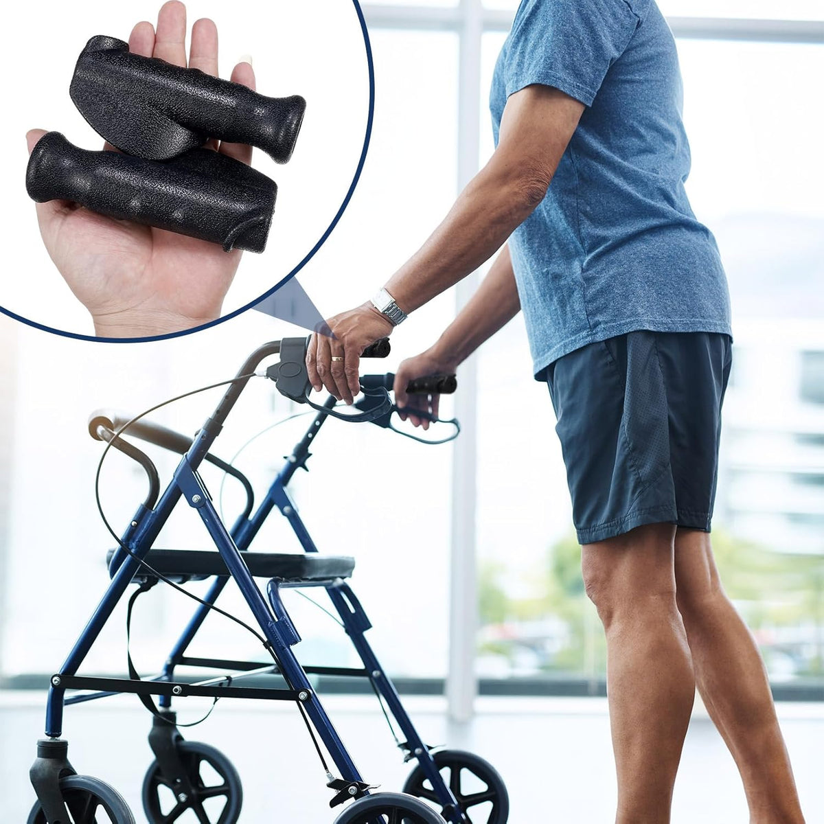 2 Pair Universal Rollator Hand Grip Replacement Parts for Rollator and Wheelchair Left and Right Hand Grips for Drive Rollator