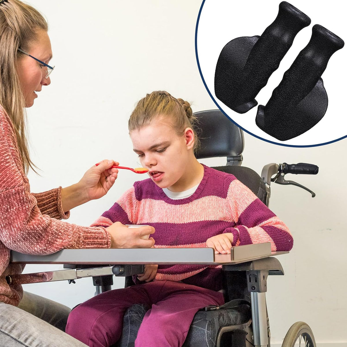 2 Pair Universal Rollator Hand Grip Replacement Parts for Rollator and Wheelchair Left and Right Hand Grips for Drive Rollator