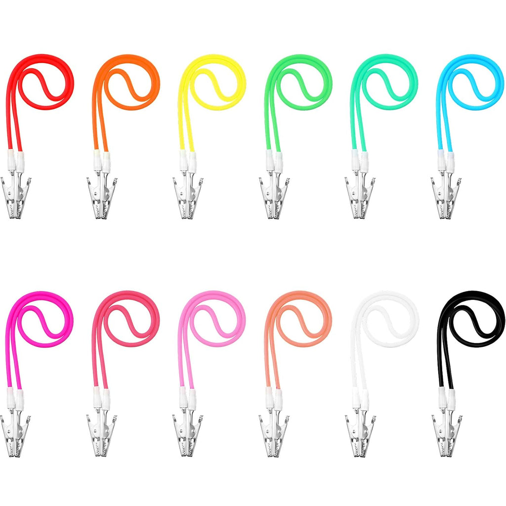 12 Pcs Silicone Dental Bib Clips Colorful Napkin Clips Bib Holder Dentist Napkin Chain Neck Chain with Lanyard for Elderly Adult Patient Towels Restaurant Cloth Travel(Bright Color Series)