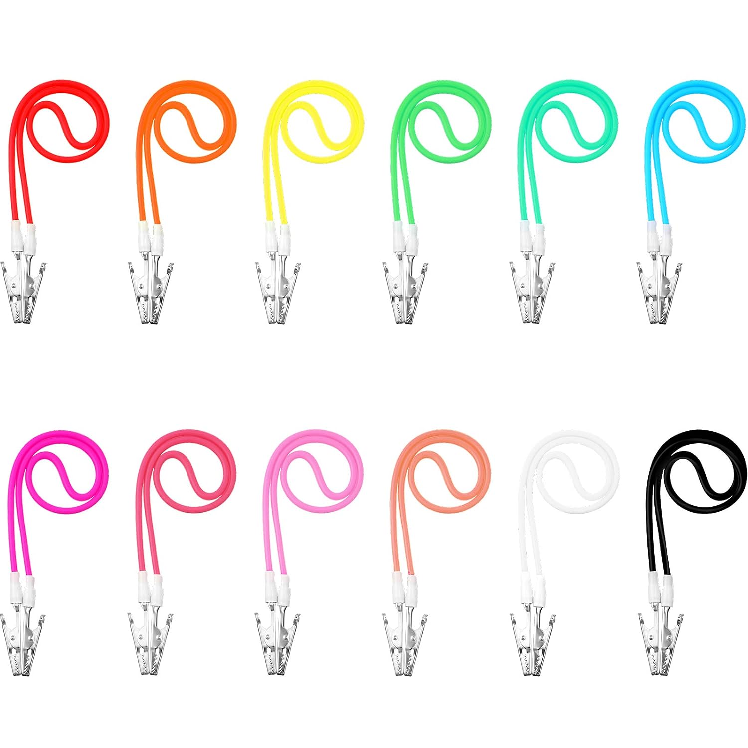 12 Pcs Silicone Dental Bib Clips Colorful Napkin Clips Bib Holder Dentist Napkin Chain Neck Chain with Lanyard for Elderly Adult Patient Towels Restaurant Cloth Travel(Bright Color Series)