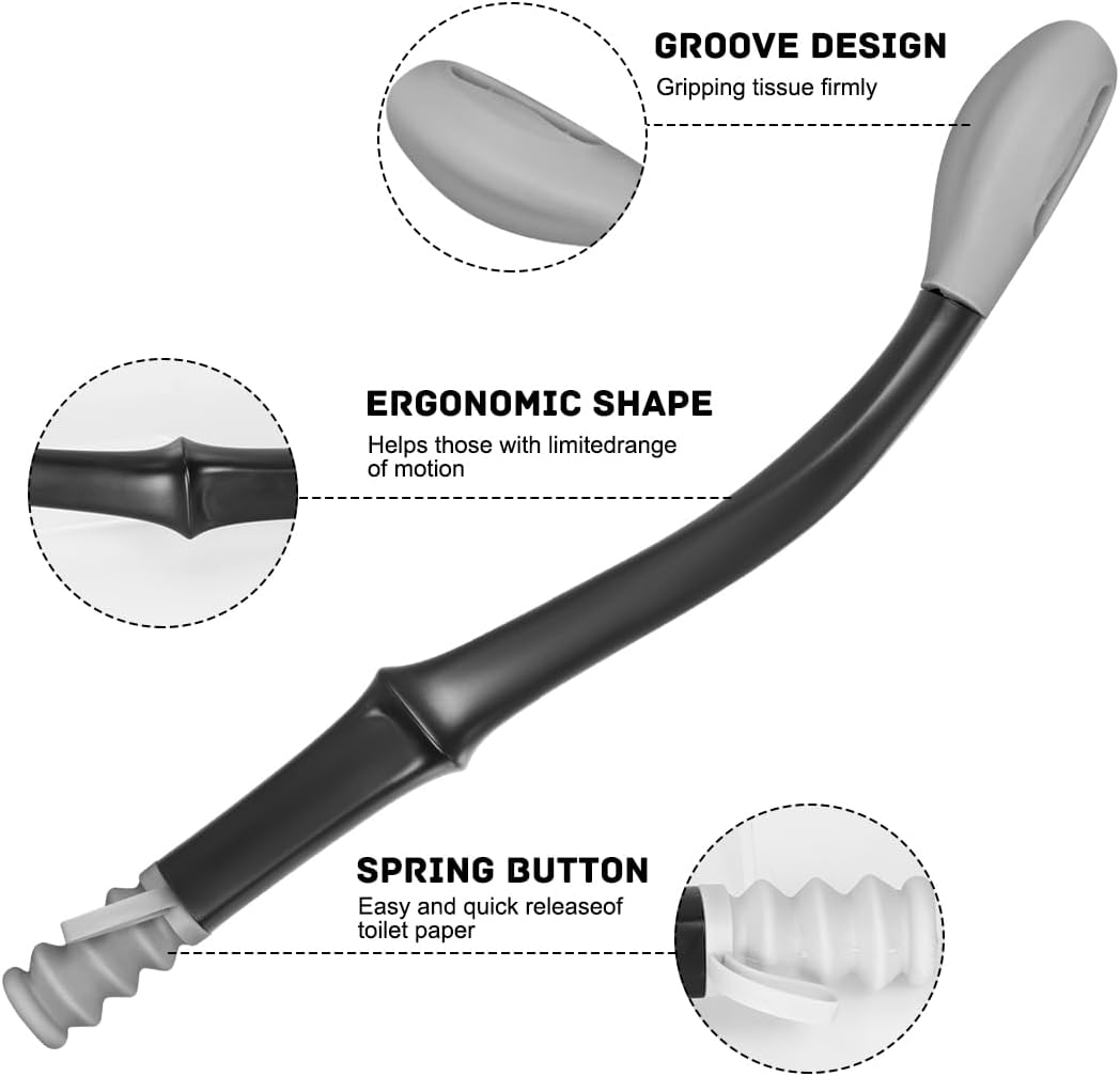 Toilet Aids Tools Butt Wiper Long Handle Toilet Aids for Wiping, 15" Comfort Bottom Buddy Wiping Aid Helper Wand for Elderly Disabled Pregnant Surgery Recovery People Overweight