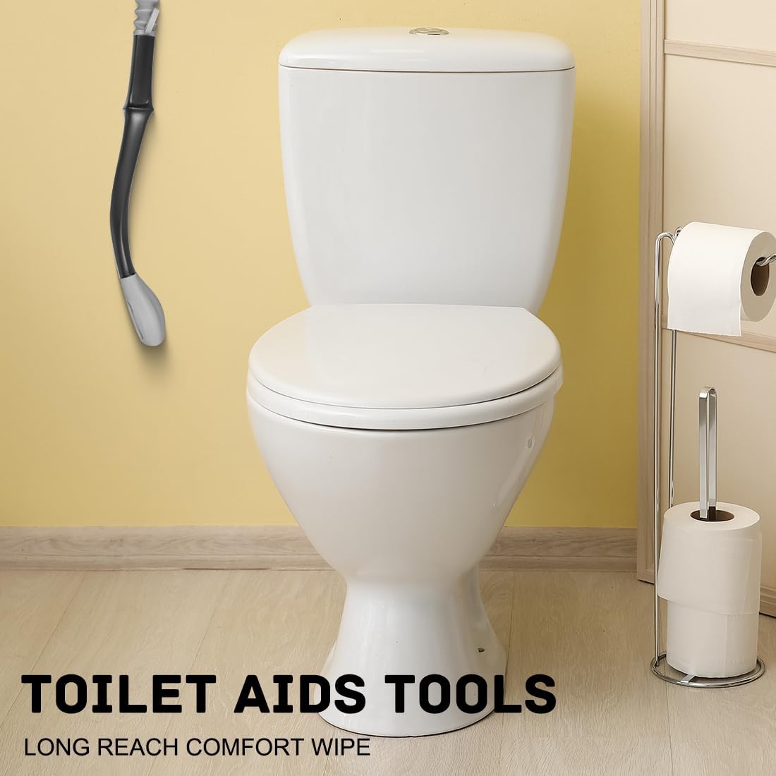 Toilet Aids Tools Butt Wiper Long Handle Toilet Aids for Wiping, 15" Comfort Bottom Buddy Wiping Aid Helper Wand for Elderly Disabled Pregnant Surgery Recovery People Overweight