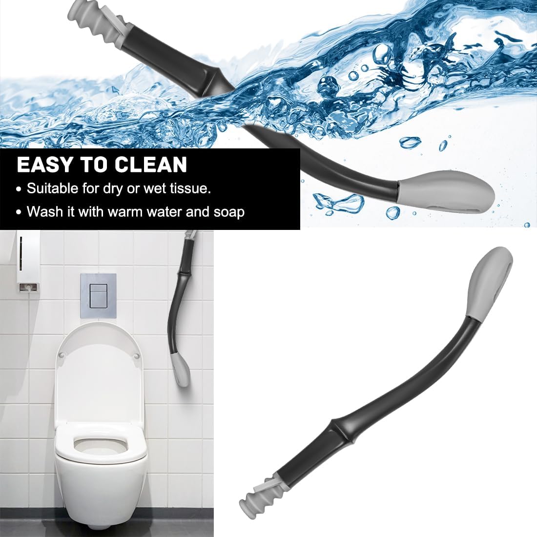 Toilet Aids Tools Butt Wiper Long Handle Toilet Aids for Wiping, 15" Comfort Bottom Buddy Wiping Aid Helper Wand for Elderly Disabled Pregnant Surgery Recovery People Overweight