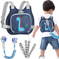 Toddler Harness Leash+ Anti Lost Wrist Link,  Cute Dinosaur Kids Harness with Leash, Foldable Child Leash Baby Walking Wristband Assistant Strap Belt Hold Baby Boys Girls Close While Walking